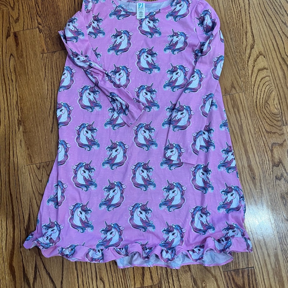 Childrens Place Pink Unicorn Print Nightgown XXL 16